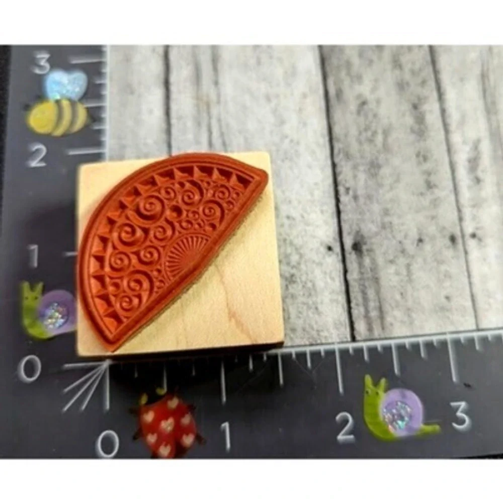 Paper Parachute Asian Fan Oriental Rubber Stamp Wood #B64